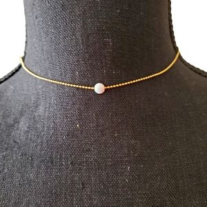 Opal ball chain benevolence choker necklace